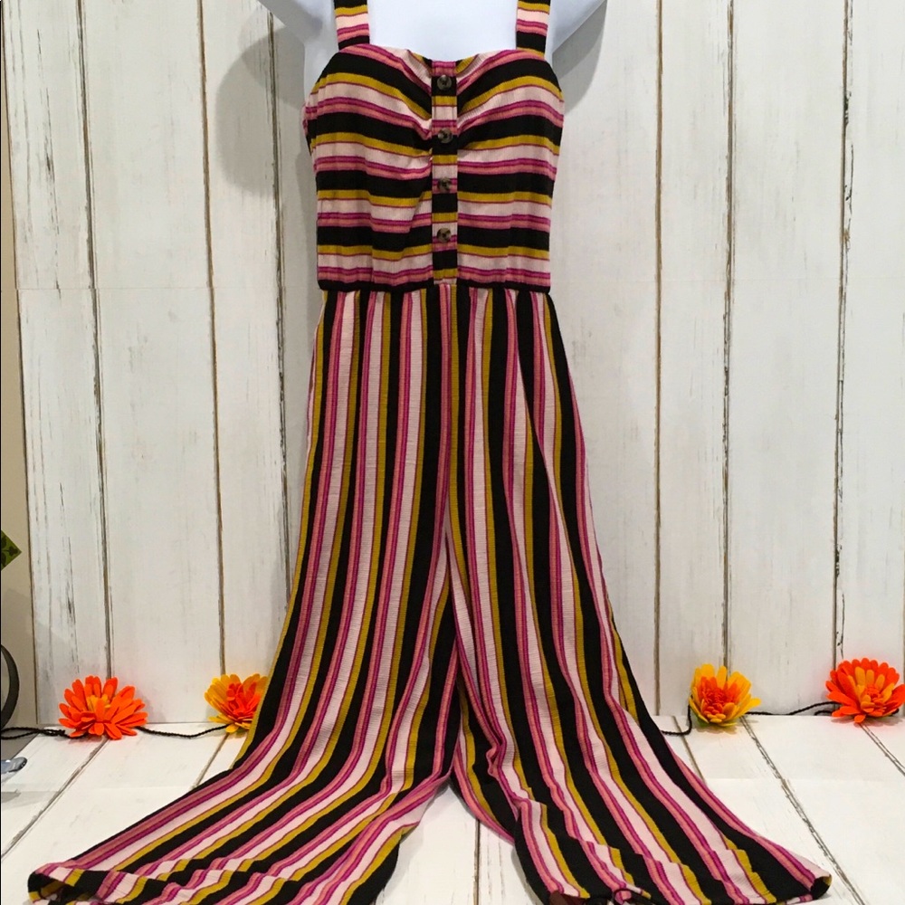 Striped Strappy Jumpsuit by Xhiliration, Size Small